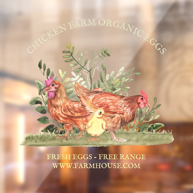 Autocollant Pour Fenêtre Chicken Farm oeuf biologique de poulet (Feuille 2)
