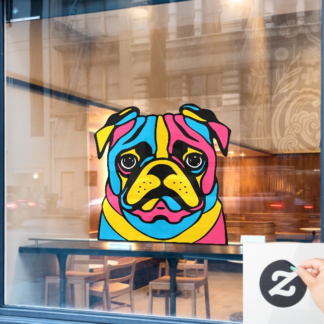 Autocollant Pour Fenêtre Chien carlin (Fenêtre de café)