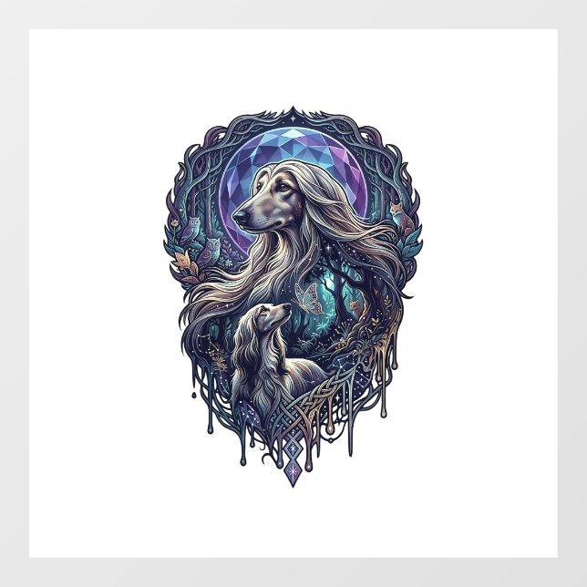 Autocollant Pour Fenêtre Chien Crystal Moon Forêt Enchantée_1 (Feuille)