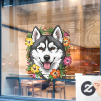 Chien de Traîneau Husky et Fleurs Colorées de Mira