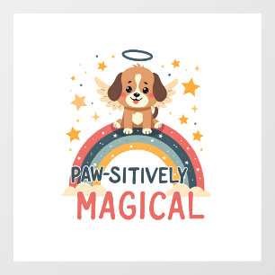 Autocollant Pour Fenêtre Chien magique absolument adorable vintage arc-en-c