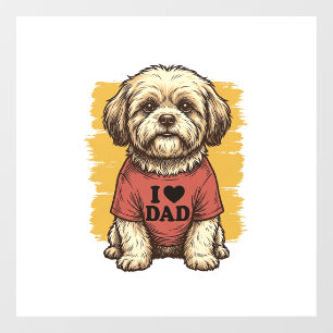 Autocollant Pour Fenêtre Chien Mignon J'Aime Papa Gravure Vintage Vector De