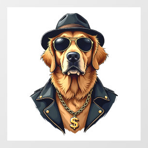 Autocollant Pour Fenêtre Chien Retriever Doré Vintage Cool en Lunettes de S