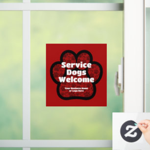 Autocollant Pour Fenêtre Chiens d'assistance bienvenus Empreinte de patte d