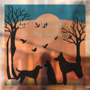 Autocollant Pour Fenêtre Chiens rétro personnalisés en Arbres noirs