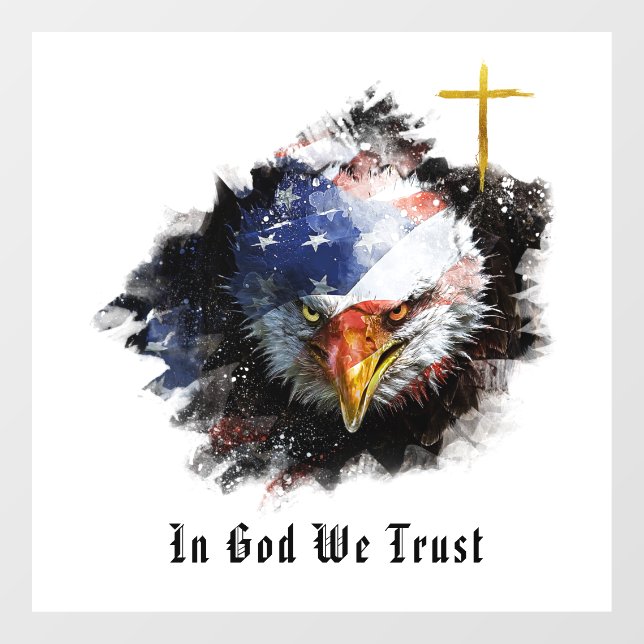 Autocollant Pour Fenêtre *~* Christian Eagle Cross Patriot USA Drapeau AP16 (Feuille)