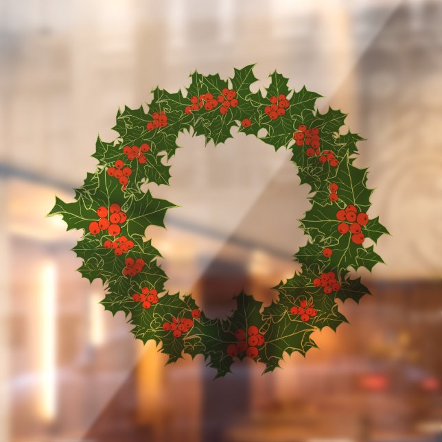 Autocollant Pour Fenêtre Christmas Holly Wreath (Feuille 2)