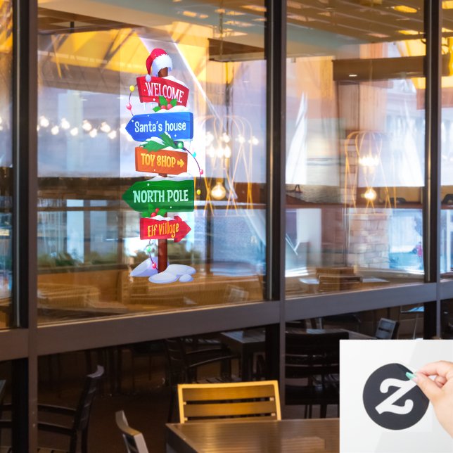 Autocollant Pour Fenêtre Christmas North Pole Sign Board Window Cling (Fenêtre du restaurant)