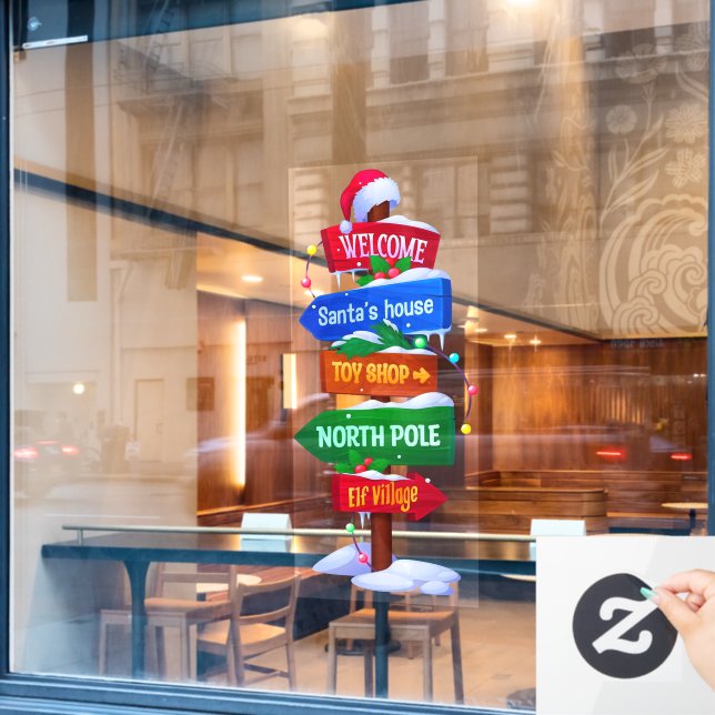 Autocollant Pour Fenêtre Christmas North Pole Sign Board Window Cling (Fenêtre de café)