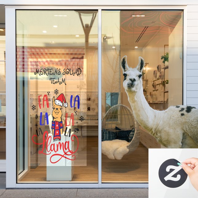 Autocollant Pour Fenêtre Christmas Song Llama Home Storefront Nom Vinyl LG (Créateur téléchargé)