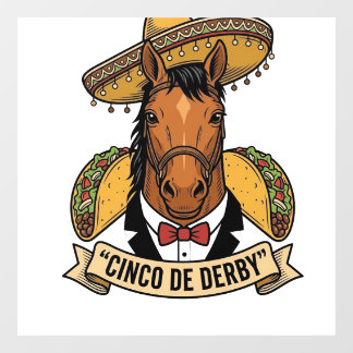 Autocollant Pour Fenêtre Cinco de Derby Cheval Taco Sombrero Design Vintage