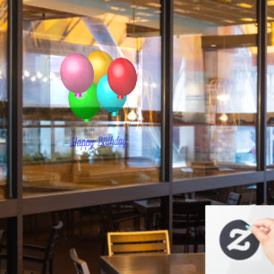 Autocollant Pour Fenêtre Cinq ballons d'anniversaire avec personnalisation 