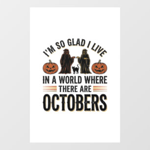 Autocollant Pour Fenêtre Citation Halloween Vintage Octobre Dessin Chat Cit