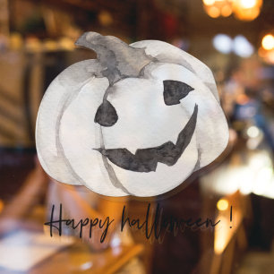 Autocollant Pour Fenêtre Citrouille blanche effrayante   Joyeux Halloween