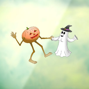 Autocollant Pour Fenêtre Citrouille et fantôme dansant Halloween