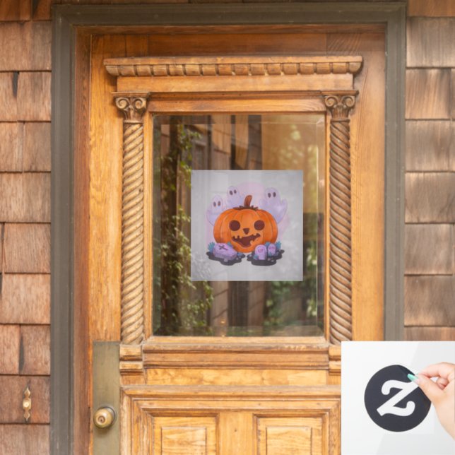 Autocollant Pour Fenêtre Citrouille Halloween (Porte d'accueil)
