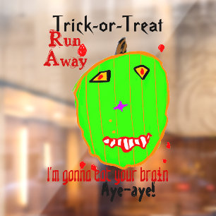 Autocollant Pour Fenêtre Citrouille vert d'Halloween Zombie 