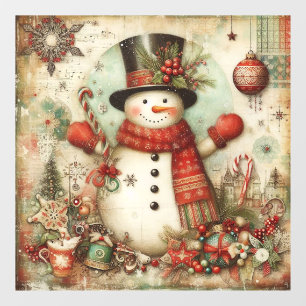Autocollant Pour Fenêtre Clair de fenêtre classique de Noël Snowman