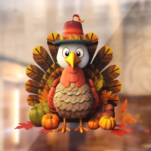 Autocollant Pour Fenêtre Clair de fenêtre de Thanksgiving Turkey