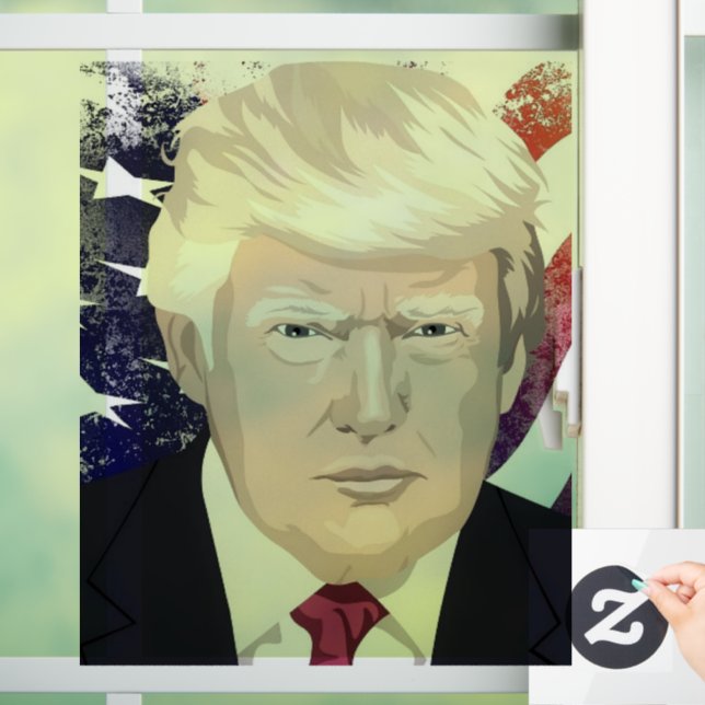 AUTOCOLLANT POUR FENÊTRE CLAIR DE FENÊTRE DONALD TRUMP (Maison)