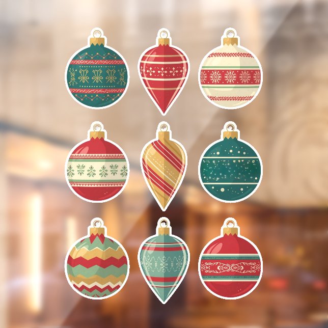 Autocollant Pour Fenêtre Classic Christmas Ornaments Window Cling (Feuille 2)