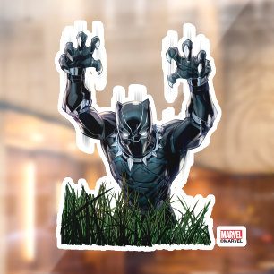 Autocollant Pour Fenêtre Classique Avengers   Panthère Noire En Gris