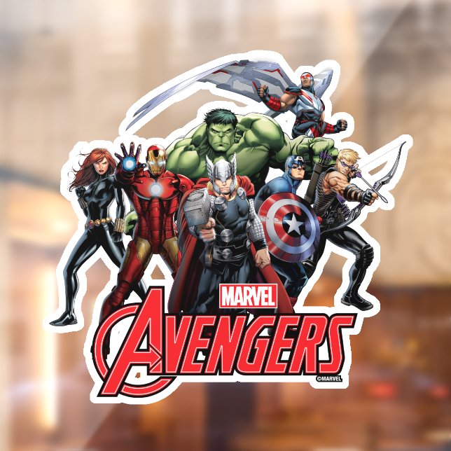 Autocollant Pour Fenêtre Classiques Avengers | Thor à la tête des Avengers (Feuille 2)