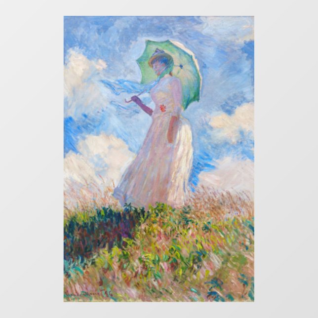 Autocollant Pour Fenêtre Claude Monet - Femme avec Parasol face à gauche (Feuille)