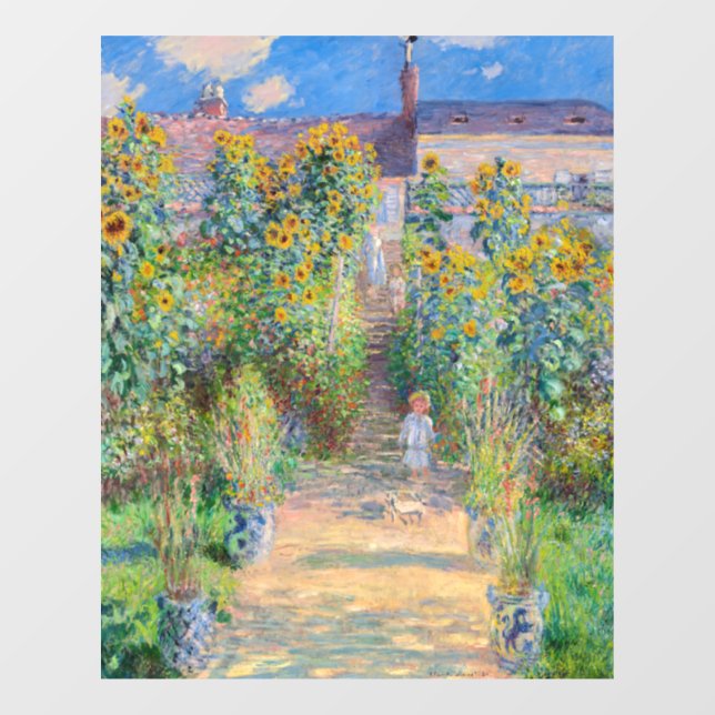 Autocollant Pour Fenêtre Claude Monet - Le jardin de l'artiste à Vetheuil (Feuille)