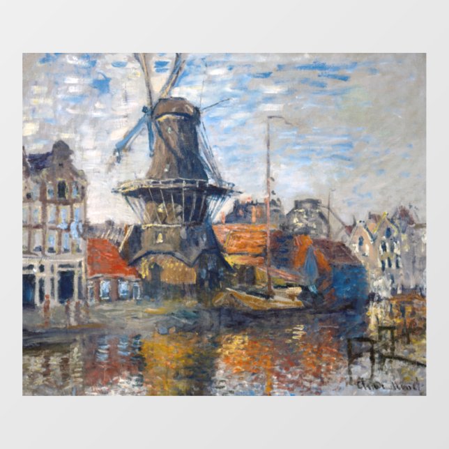 Autocollant Pour Fenêtre Claude Monet - Windmill, Amsterdam (Feuille)