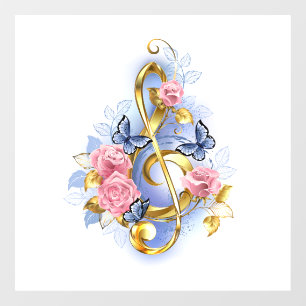 Autocollant Pour Fenêtre Clé de fer avec roses roses roses