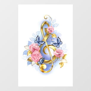 Autocollant Pour Fenêtre Clé de fer avec roses roses roses