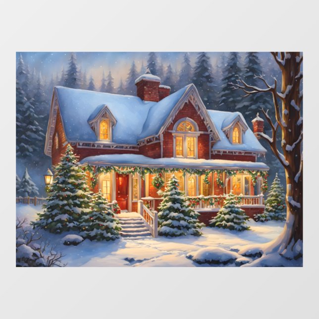 Autocollant Pour Fenêtre Clôture de fenêtre de la maison de Noël (Feuille)