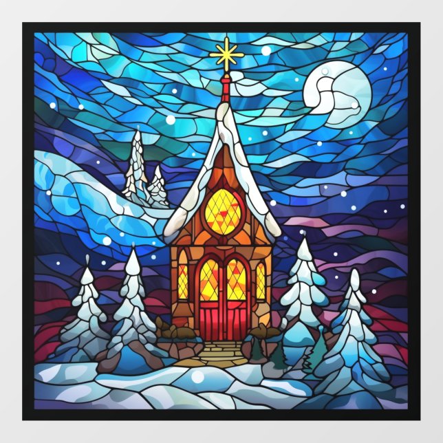 Autocollant Pour Fenêtre Clôture de fenêtre de l'église d'hiver (Feuille)