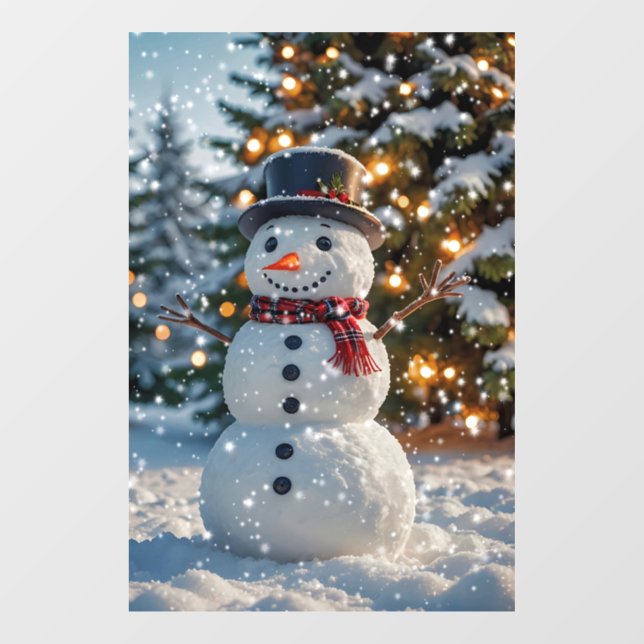Autocollant Pour Fenêtre Clôture de fenêtre de Noël Snowman (Feuille)