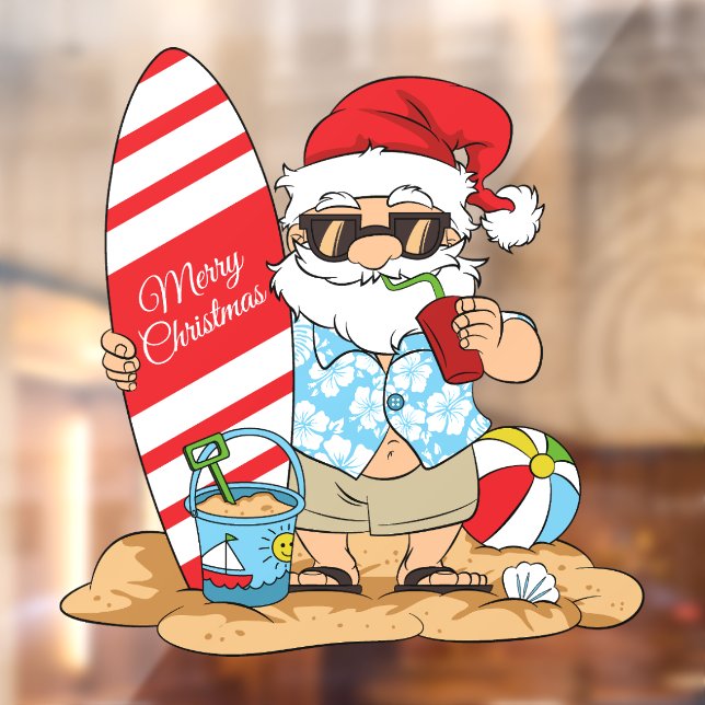 Autocollant Pour Fenêtre Clôture de fenêtre de Surfboard Père Noël (Feuille 2)