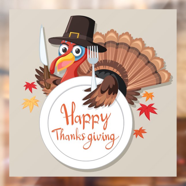 Autocollant Pour Fenêtre Clôture de fenêtre de Thanksgiving (Feuille 2)