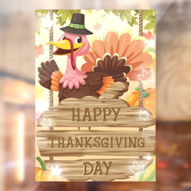 Autocollant Pour Fenêtre Clôture de fenêtre de Thanksgiving (Feuille 2)