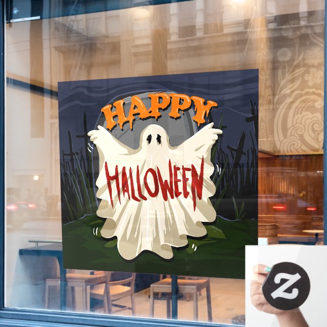 Autocollant Pour Fenêtre Clôture de fenêtre du fantôme d'Halloween (Fenêtre de café)