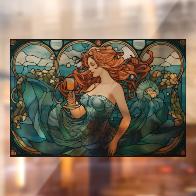 Autocollant Pour Fenêtre Clôture de fenêtre en verre de sirène mystique (Feuille 2)