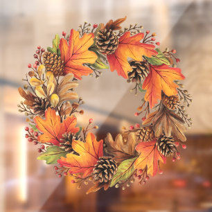Autocollant Pour Fenêtre Clôture de la fenêtre de couronne d'automne