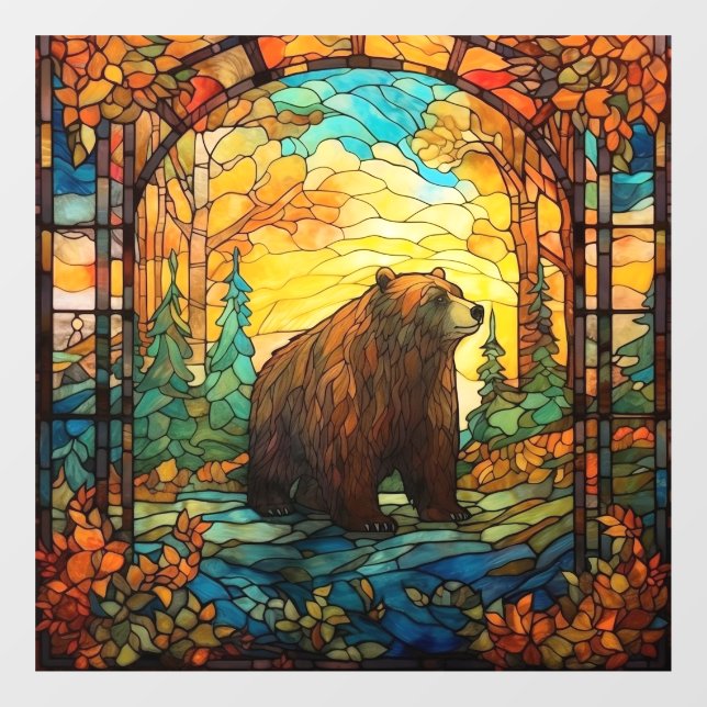 Autocollant Pour Fenêtre Clôture de la fenêtre de l'ours en verre tendu (Feuille)