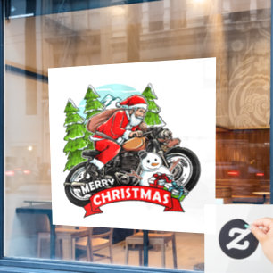 Autocollant Pour Fenêtre Clôture de la fenêtre de Noël Père Noël Biker