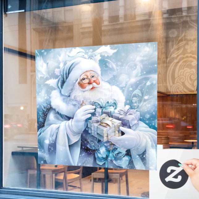 Autocollant Pour Fenêtre Clôture de la fenêtre d'hiver bleue (Fenêtre de café)