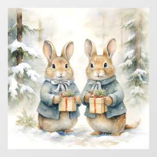 Autocollant Pour Fenêtre Clôture de la fenêtre du lapin de Noël