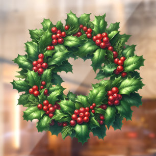 Autocollant Pour Fenêtre Clôture de la fenêtre Holly Wreath de Noël