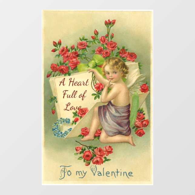Autocollant Pour Fenêtre Clôture vintage de la fenêtre Cupid Valentine (Feuille)