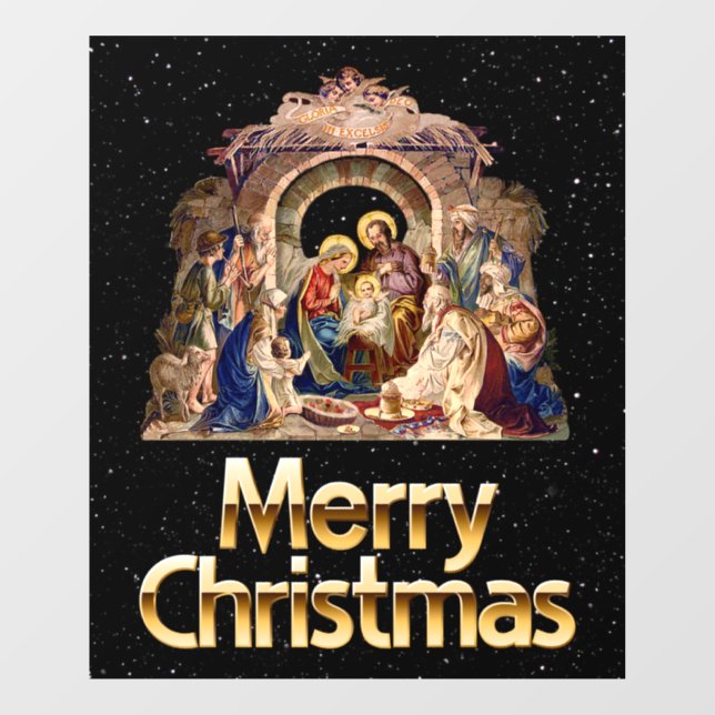 Autocollant Pour Fenêtre Clôture vintage de la fenêtre Nativité (Feuille)