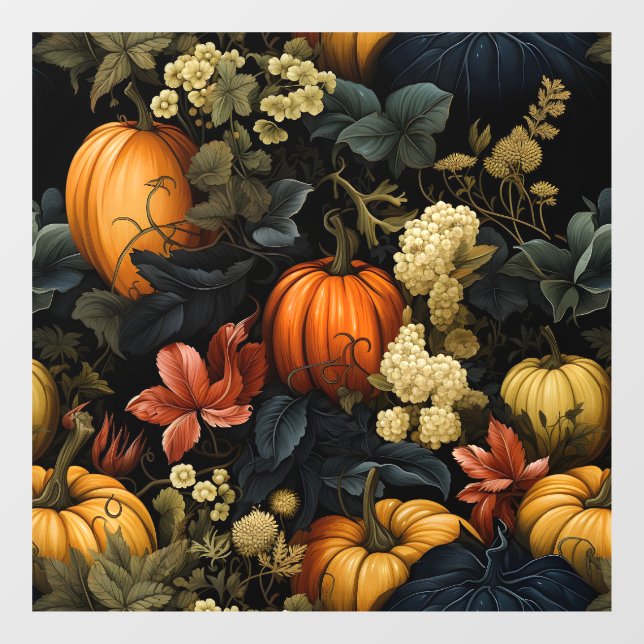 Autocollant Pour Fenêtre Clouage de fenêtre d'art floral citrouille (Feuille)