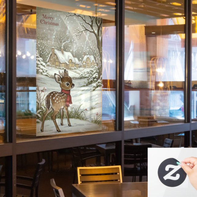 Autocollant Pour Fenêtre Clouage de fenêtre de Noël Vintage (Fenêtre du restaurant)